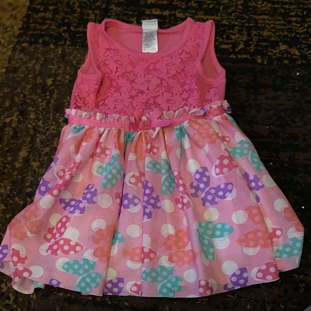 Healthtex Pink and Multicolor Bow Pattern Dress